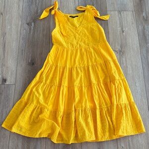 Marc New York Yellow Eyelet Tie-Shoulder Dress